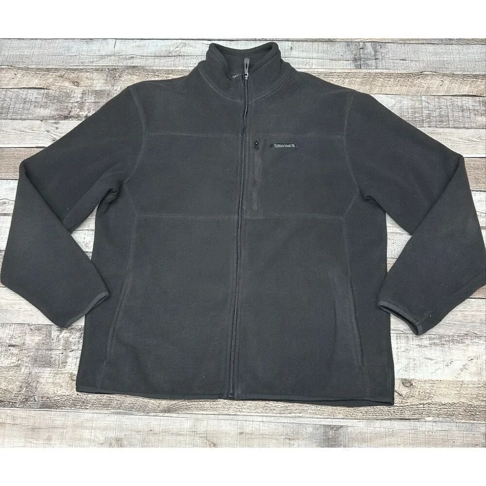 Timberland Men’s Black Fleece Zip Up Warm Outdoor Long Sleeve Jacket Size Medium